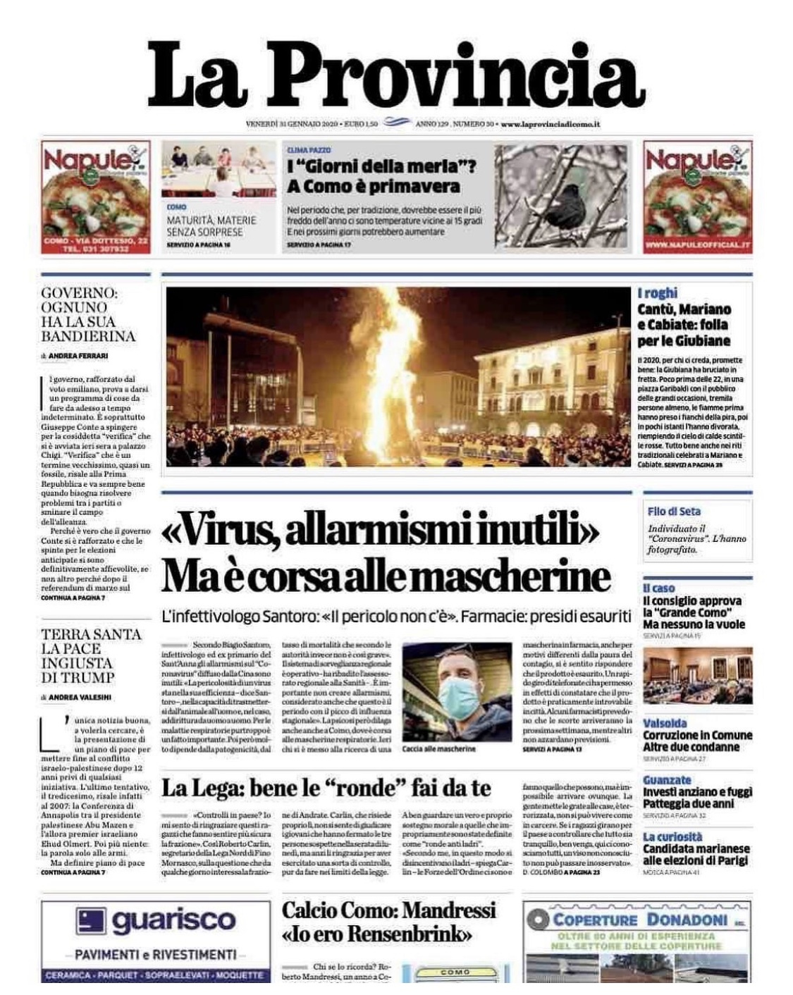 La Provincia di Como - 31 Gennaio 2020