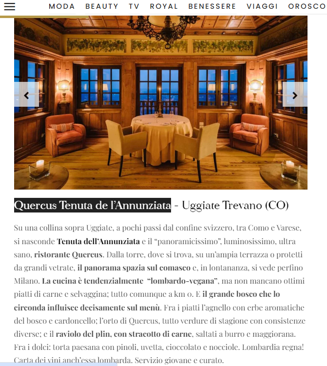 IO DONNA - Quercus Tenuta de l’Annunziata